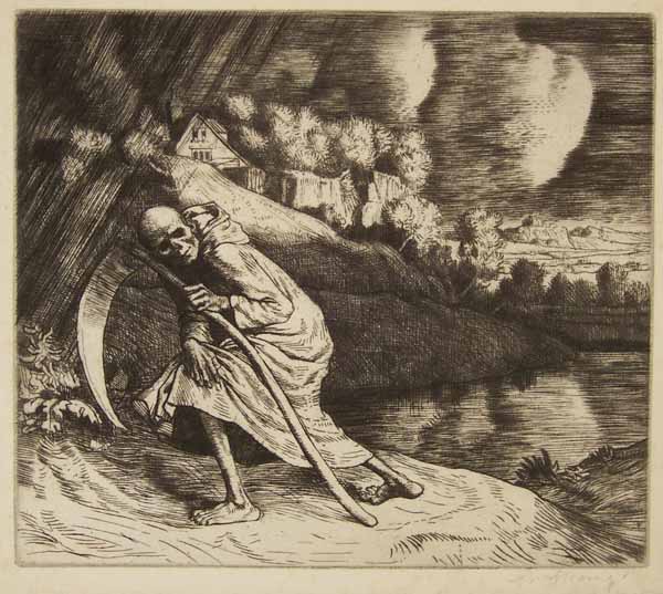 Wi girning o'his chaps: Illustration to Death and the Ploughman's Wife